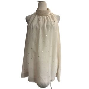 Zac & Rachel Woman White Sleeveless Top 1X with Silver Diamond Pattern Plus